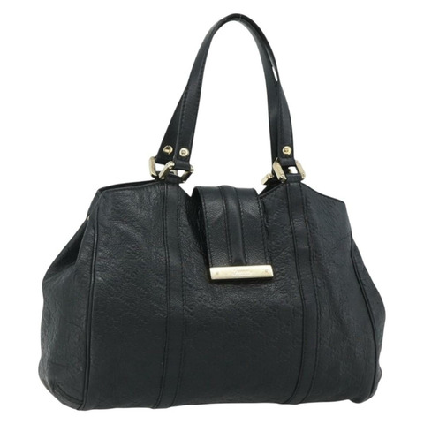 GUCCI GG帆布Guccissima托特包，黑色金色皮革款，貨號233609，正品編號177826A