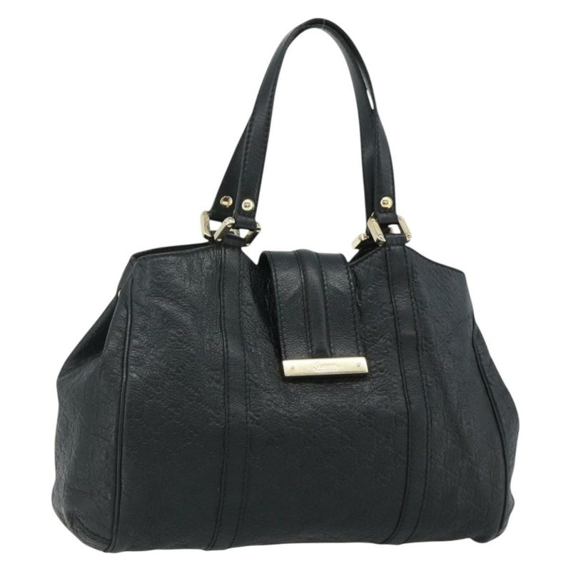 【日本直送】GUCCI GG帆布Guccissima托特包，黑色金色皮革款，貨號233609，正品編號177826A-0