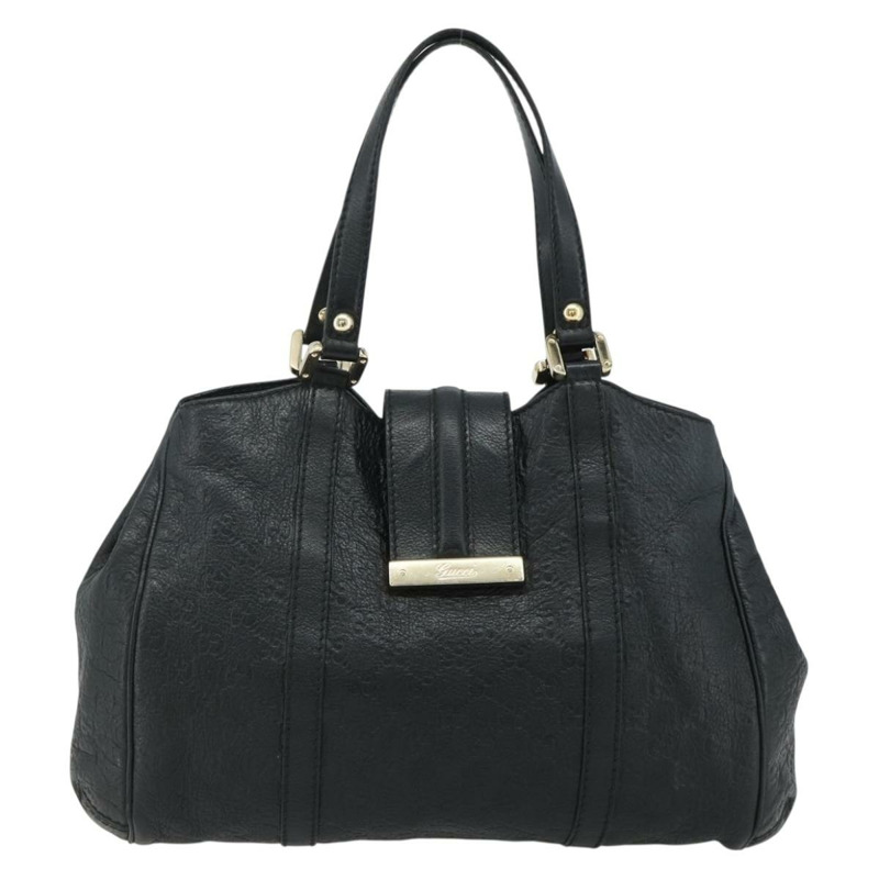 【日本直送】GUCCI GG帆布Guccissima托特包，黑色金色皮革款，貨號233609，正品編號177826A-1