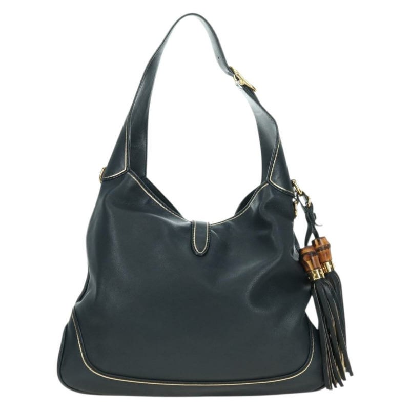 【日本直送】GUCCI Jackie 竹節單肩包，黑色金色皮革，貨號 281178，正品編號 177840SAM-2