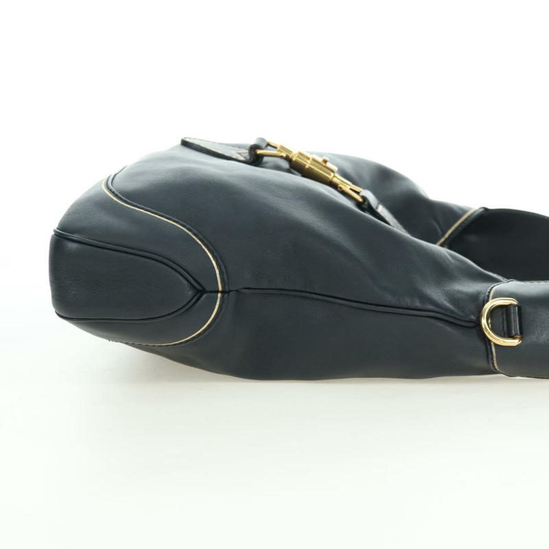【日本直送】GUCCI Jackie 竹節單肩包，黑色金色皮革，貨號 281178，正品編號 177840SAM-4