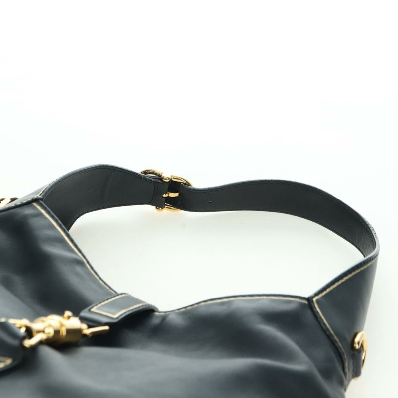 【日本直送】GUCCI Jackie 竹節單肩包，黑色金色皮革，貨號 281178，正品編號 177840SAM-8