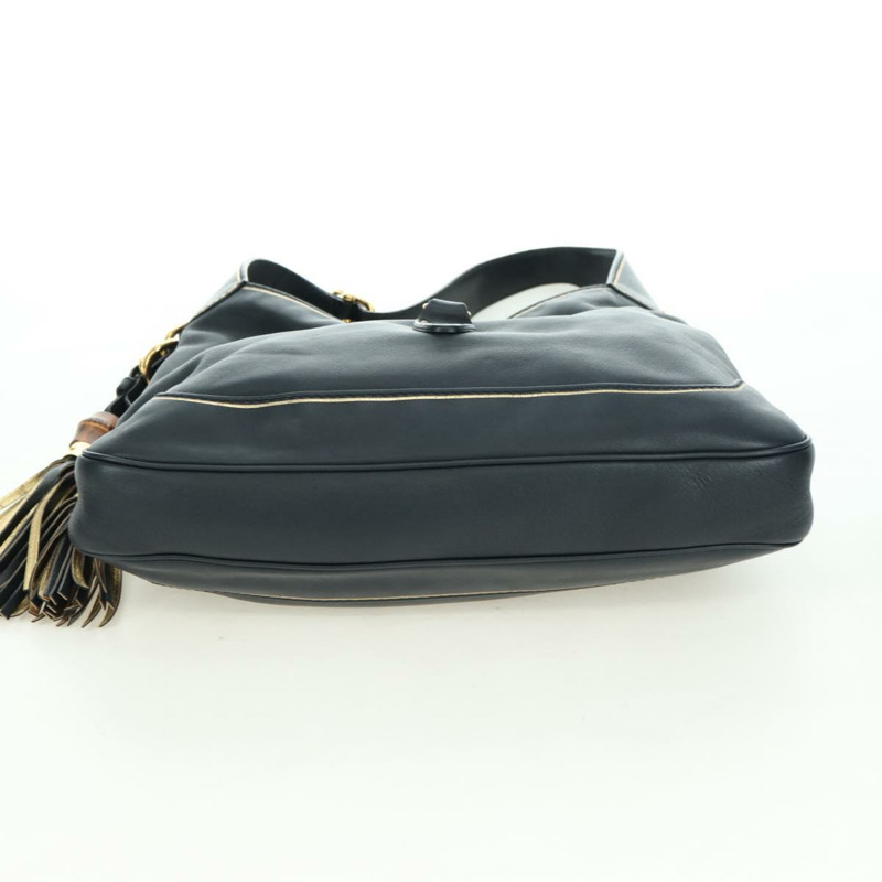 【日本直送】GUCCI Jackie 竹節單肩包，黑色金色皮革，貨號 281178，正品編號 177840SAM-9