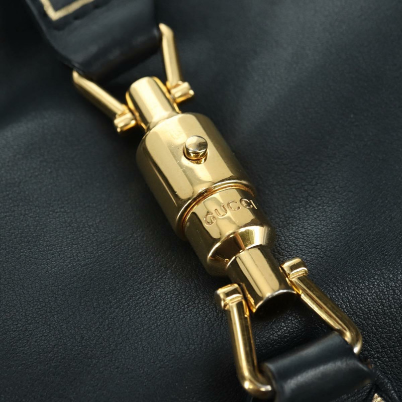 【日本直送】GUCCI Jackie 竹節單肩包，黑色金色皮革，貨號 281178，正品編號 177840SAM-15