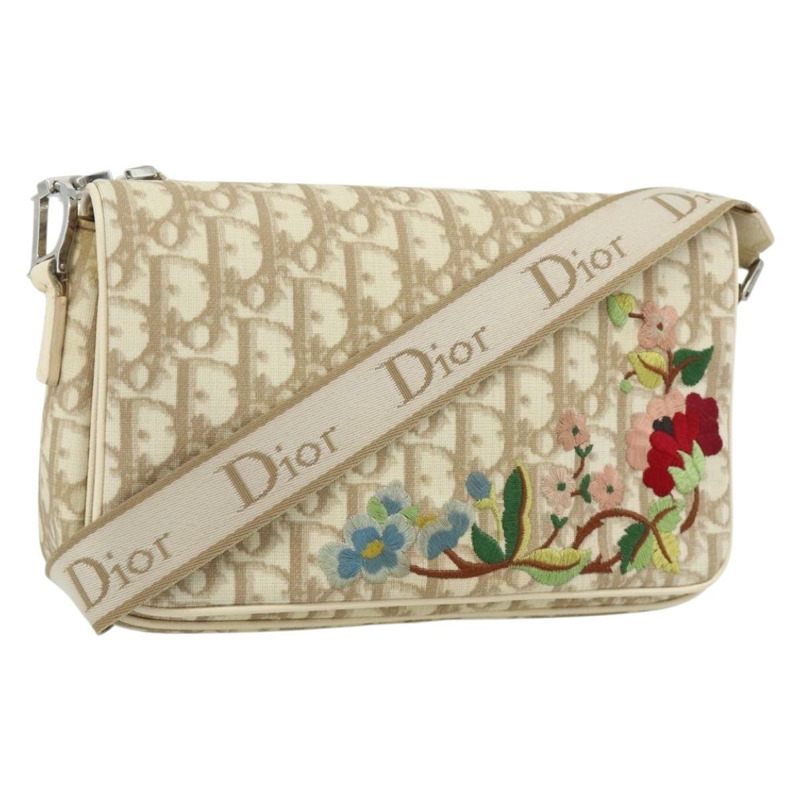 【日本直送】Christian Dior Trotter帆布肩背包 PVC 米色 銀色 正品 177983A-0