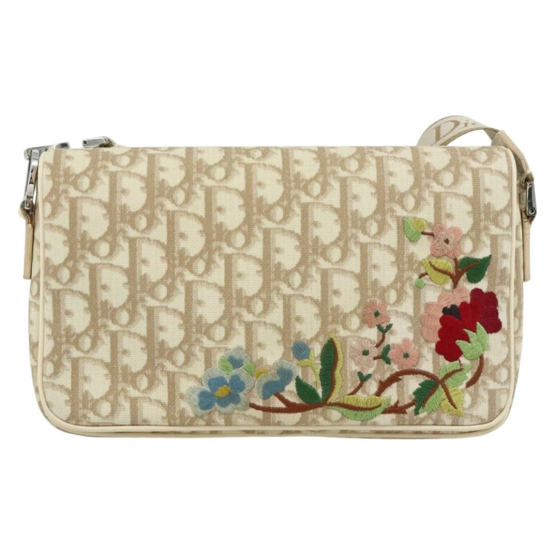 【日本直送】Christian Dior Trotter帆布肩背包 PVC 米色 銀色 正品 177983A-1