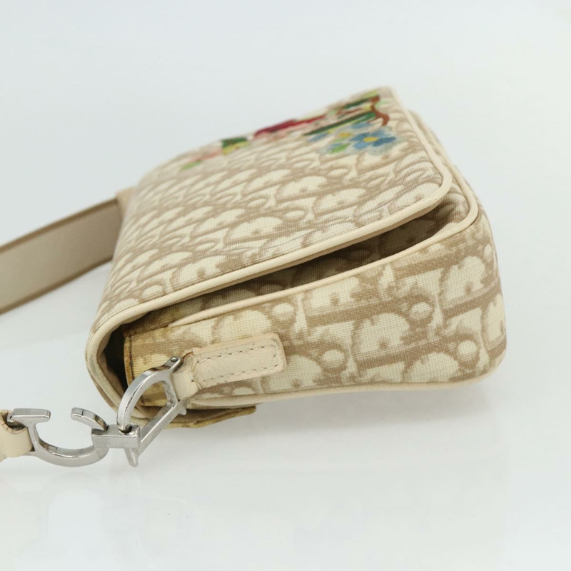 【日本直送】Christian Dior Trotter帆布肩背包 PVC 米色 銀色 正品 177983A-3
