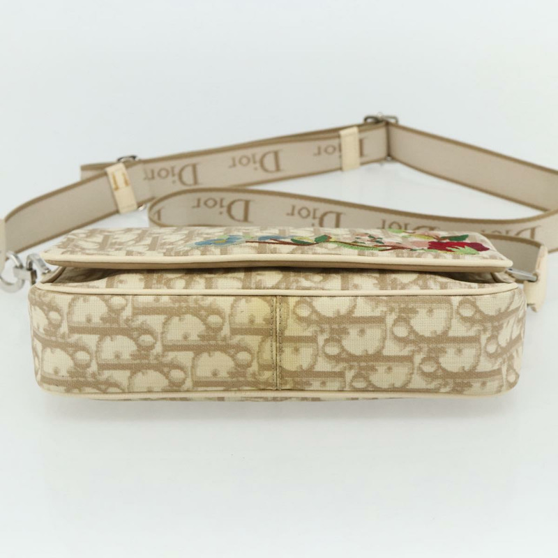【日本直送】Christian Dior Trotter帆布肩背包 PVC 米色 銀色 正品 177983A-8
