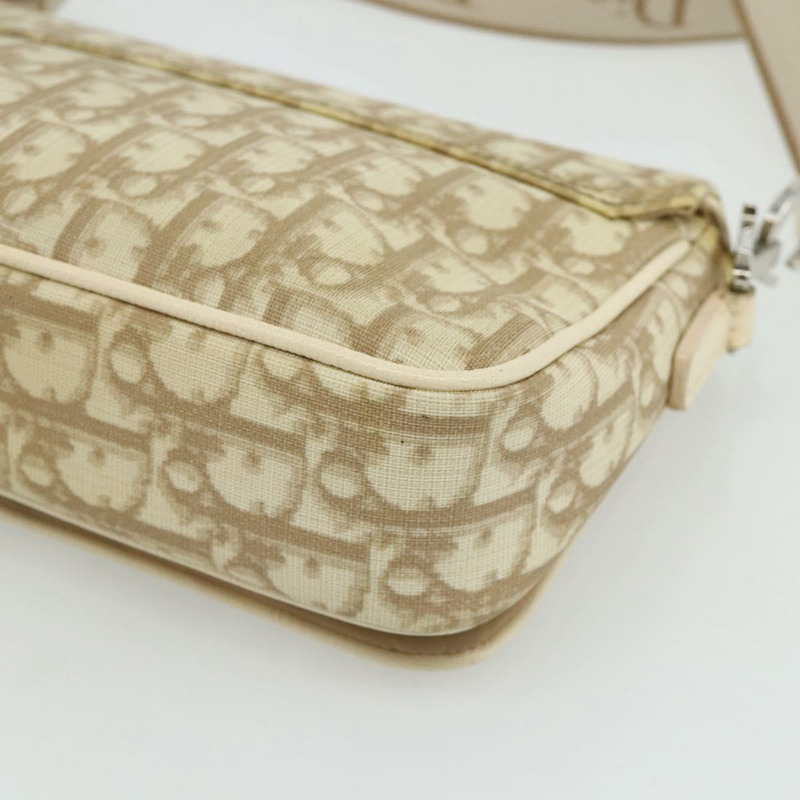 【日本直送】Christian Dior Trotter帆布肩背包 PVC 米色 銀色 正品 177983A-11