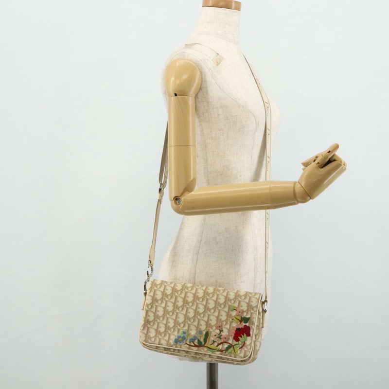 【日本直送】Christian Dior Trotter帆布肩背包 PVC 米色 銀色 正品 177983A-21