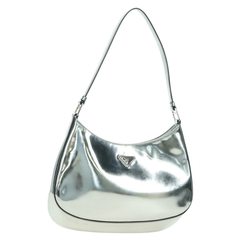 【日本直送】PRADA 銀色漆皮肩包，貨號 177961SM-0