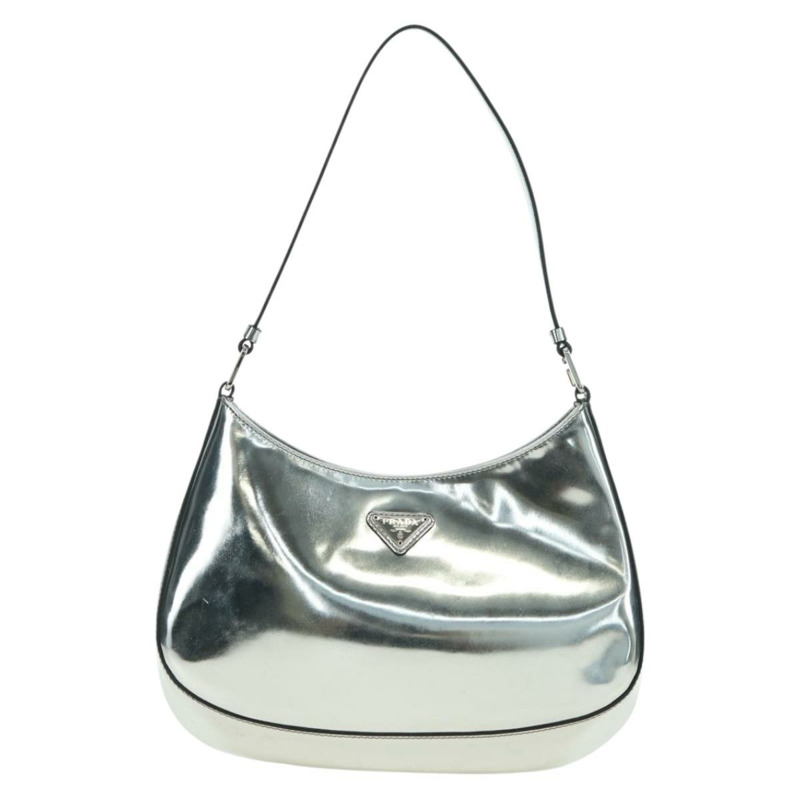 【日本直送】PRADA 銀色漆皮肩包，貨號 177961SM-12