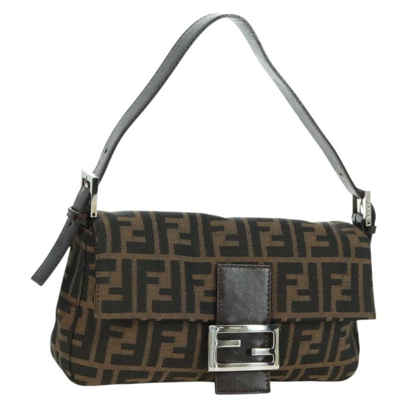 【日本直送】FENDI Zucca帆布Mamma Baguette單肩包 黑色棕色 正品 177212SAV-0