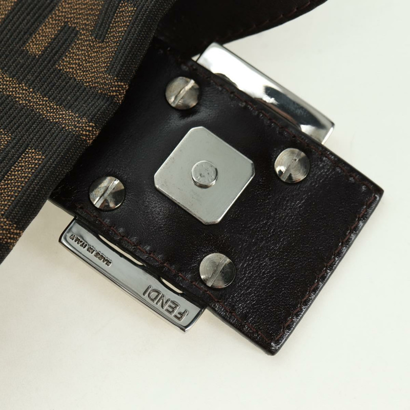 【日本直送】FENDI Zucca帆布Mamma Baguette單肩包 黑色棕色 正品 177212SAV-8