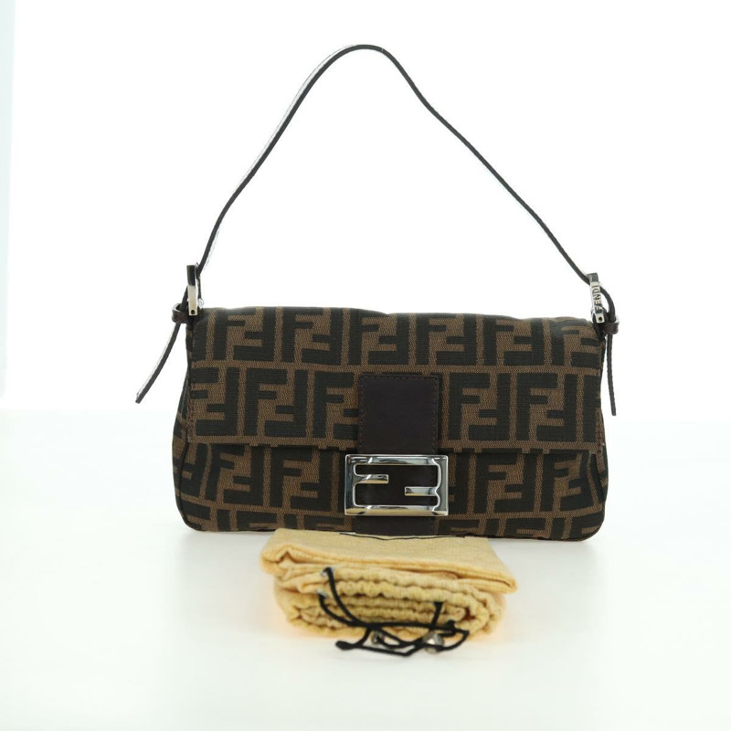 【日本直送】FENDI Zucca帆布Mamma Baguette單肩包 黑色棕色 正品 177212SAV-11