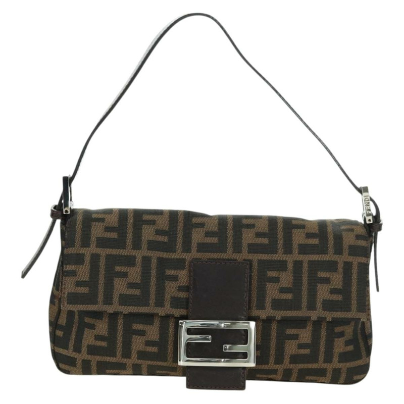 【日本直送】FENDI Zucca帆布Mamma Baguette單肩包 黑色棕色 正品 177212SAV-12