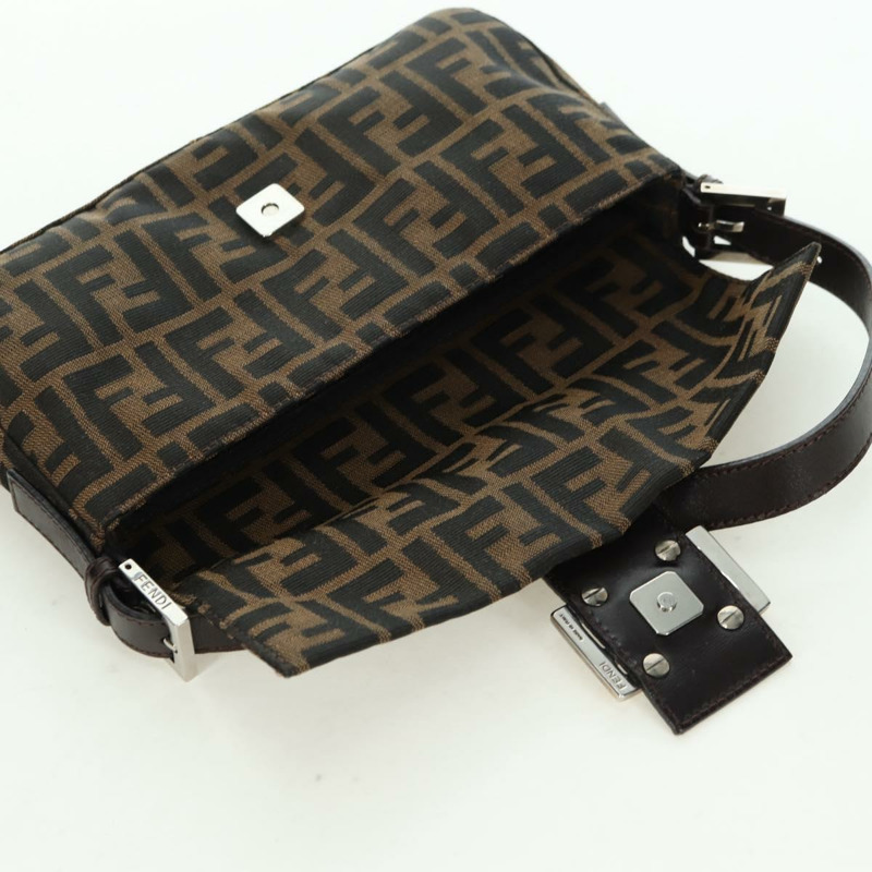 【日本直送】FENDI Zucca帆布Mamma Baguette單肩包 黑色棕色 正品 177212SAV-19