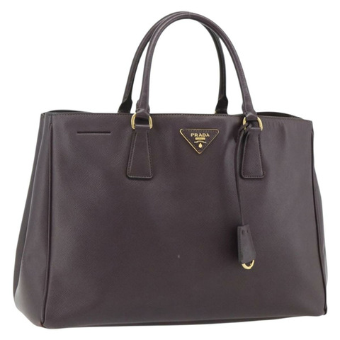 PRADA 手提包 Safiano 皮革 紫色金色 Auth ka4206A