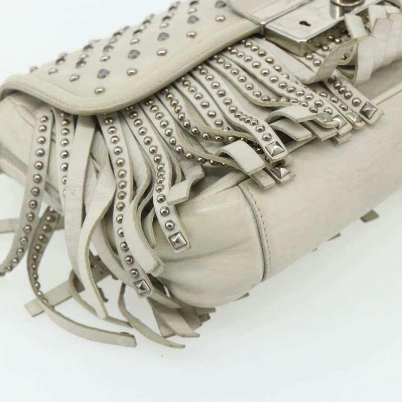 【日本直送】PRADA 鏈條單肩包 皮革 銀色 象牙色 正品 179041A-14