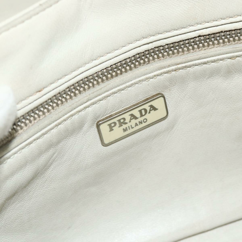 【日本直送】PRADA 鏈條單肩包 皮革 銀色 象牙色 正品 179041A-18