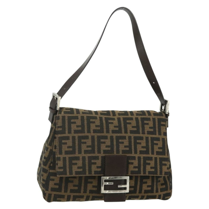 【日本直送】FENDI Zucca帆布Mamma Baguette單肩包 黑色棕色 正品 179060V-0