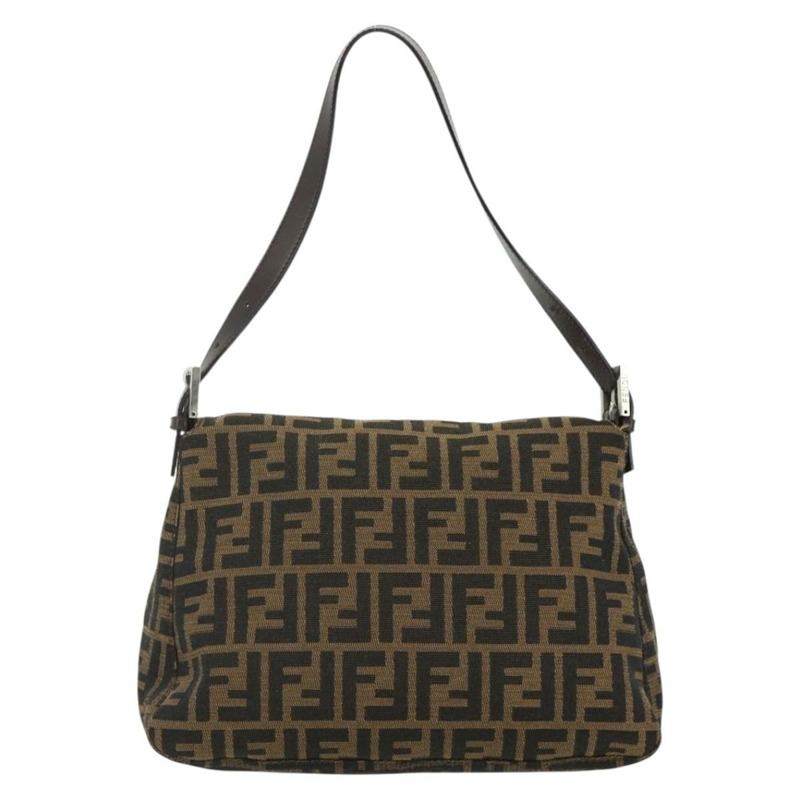 【日本直送】FENDI Zucca帆布Mamma Baguette單肩包 黑色棕色 正品 179060V-1