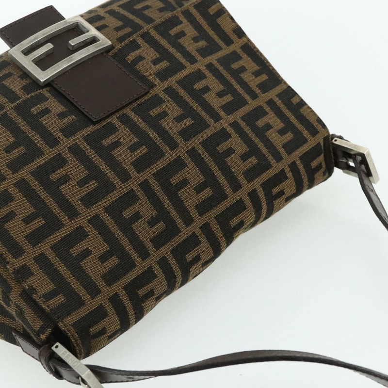 【日本直送】FENDI Zucca帆布Mamma Baguette單肩包 黑色棕色 正品 179060V-5