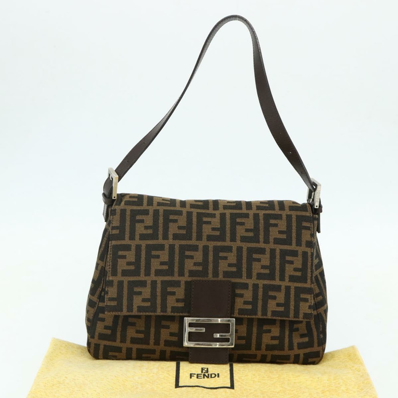 【日本直送】FENDI Zucca帆布Mamma Baguette單肩包 黑色棕色 正品 179060V-11