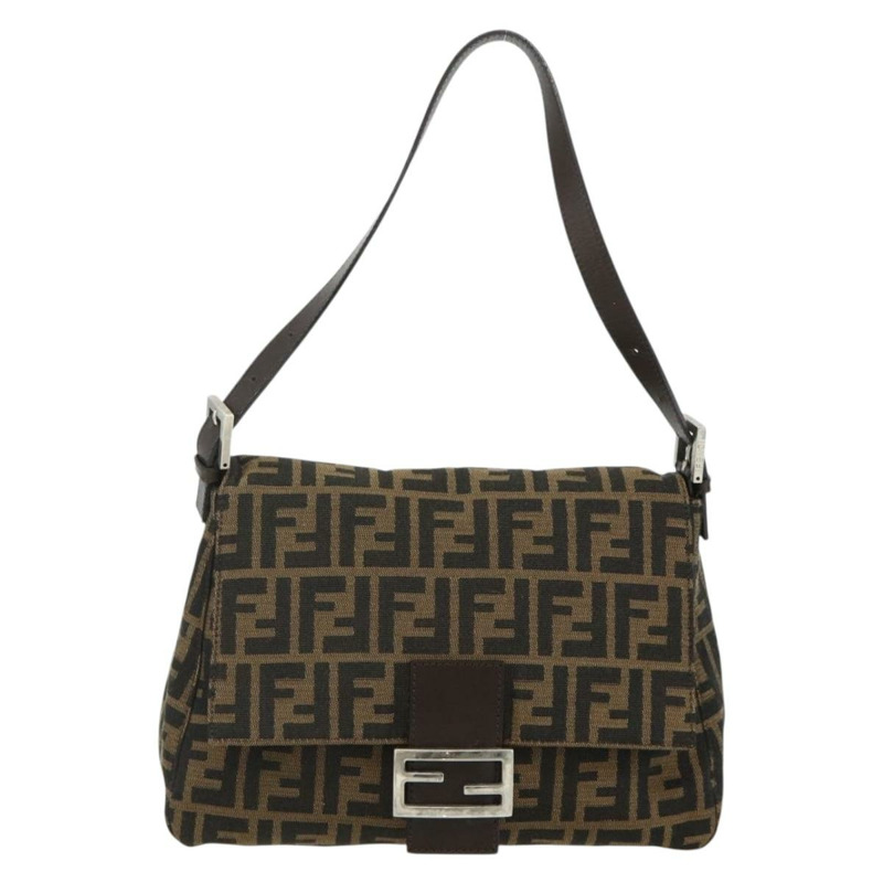 【日本直送】FENDI Zucca帆布Mamma Baguette單肩包 黑色棕色 正品 179060V-12