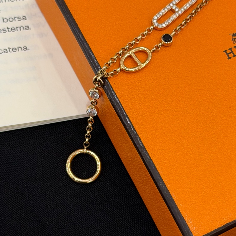HERMES 750玫瑰金寶石鑽石手鍊0.82CT#xs-1
