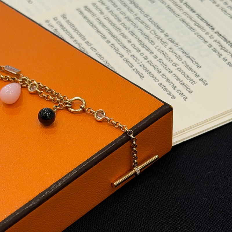 HERMES 750玫瑰金寶石鑽石手鍊0.82CT#xs-2