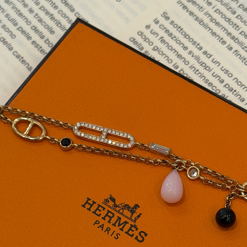 HERMES 750玫瑰金寶石鑽石手鍊0.82CT#xs-3