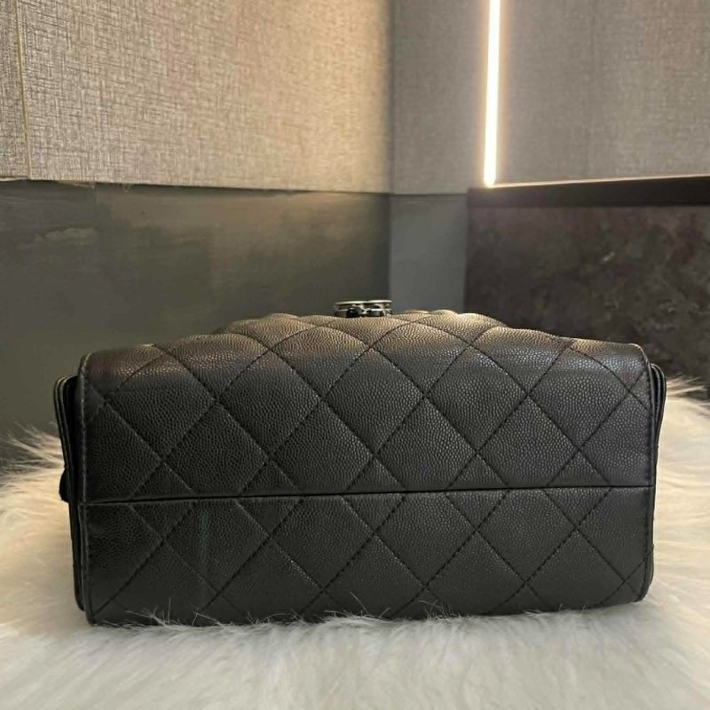 CHANEL 荔枝皮25 鏈包 小款 黑色 晶片款-3