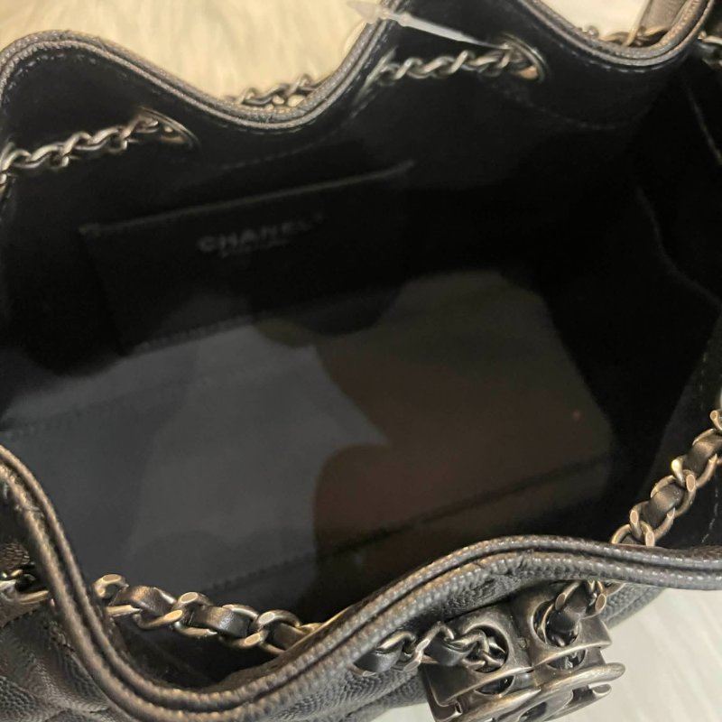 CHANEL 荔枝皮25 鏈包 小款 黑色 晶片款-4