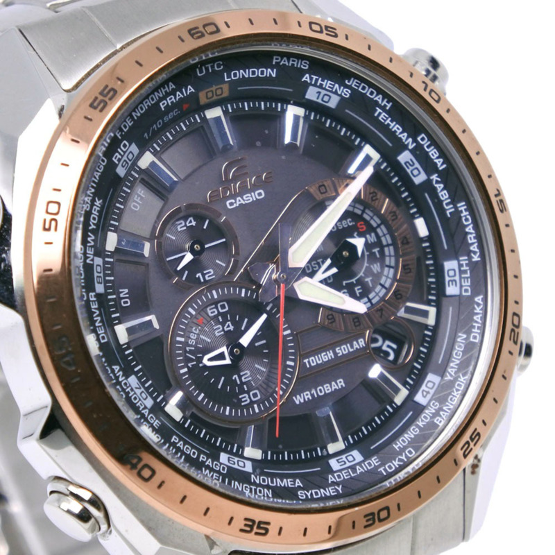 卡西歐 Edifice EQS-500 不鏽鋼計時腕錶，灰色錶盤，男款-2