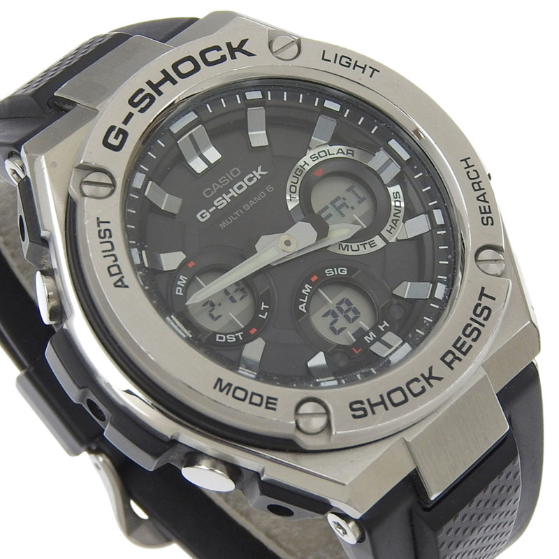 卡西歐 G-SHOCK GST-W110 手錶，不鏽鋼 x 橡膠錶帶，太陽能動力，電波校時，指針/數字雙顯，黑色錶盤，男錶-2