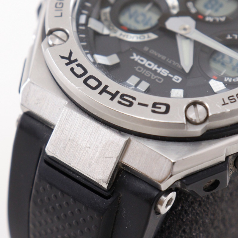 卡西歐 G-SHOCK GST-W110 手錶，不鏽鋼 x 橡膠錶帶，太陽能動力，電波校時，指針/數字雙顯，黑色錶盤，男錶-8