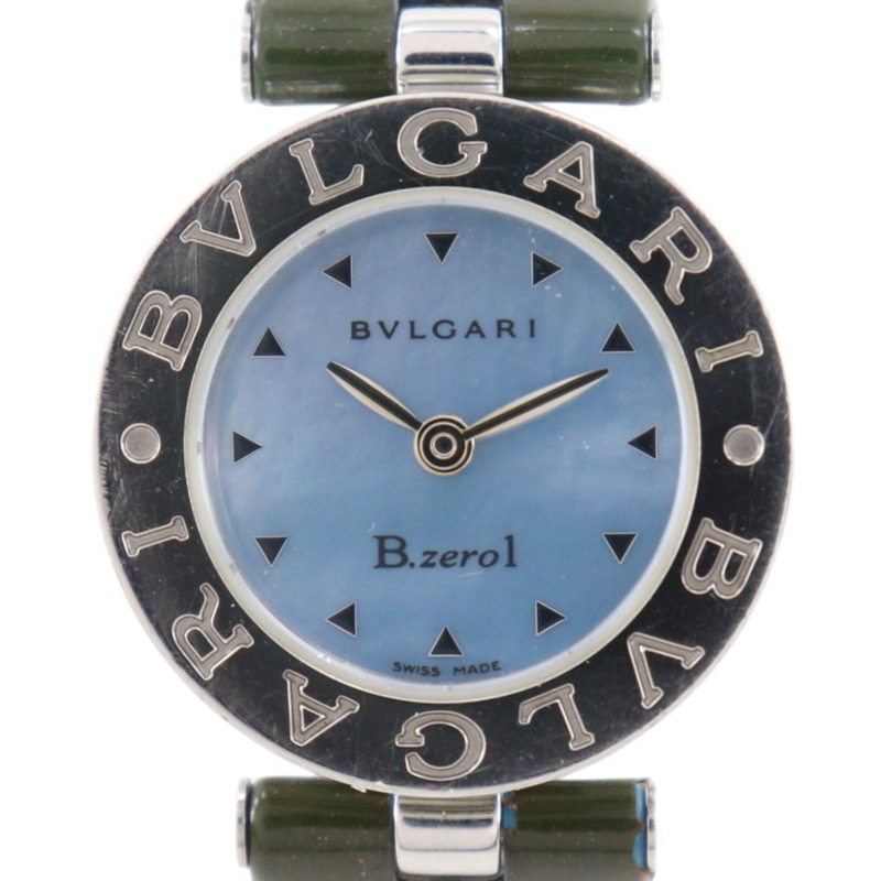 寶格麗 BVLGARI Bzero1 女士腕錶 BZ22S 不鏽鋼石英模擬藍色珍珠母貝錶盤-0