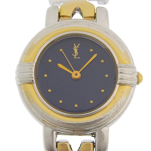 Yves Saint Laurent YVES SAINT LAURENT 腕錶 5430-F43089 不鏽鋼材質 日本製 石英模擬指針 藍色錶盤 女士款