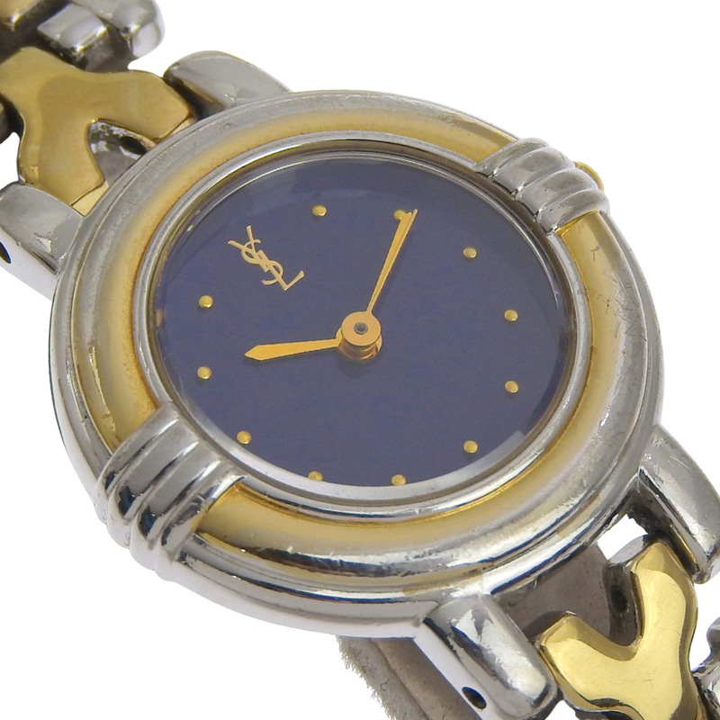 Yves Saint Laurent YVES SAINT LAURENT 腕錶 5430-F43089 不鏽鋼材質 日本製 石英模擬指針 藍色錶盤 女士款-2