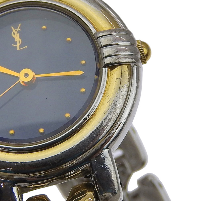 Yves Saint Laurent YVES SAINT LAURENT 腕錶 5430-F43089 不鏽鋼材質 日本製 石英模擬指針 藍色錶盤 女士款-7