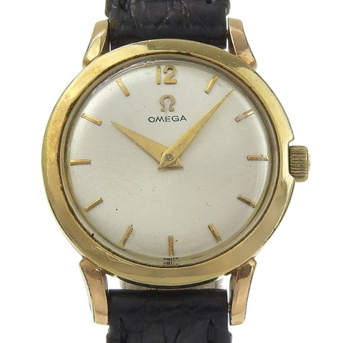 歐米茄 (Omega) OMEGA 古董腕錶 Cal.244 鍍金 x 皮錶帶 手動上鍊 指針式 銀色錶盤 女士