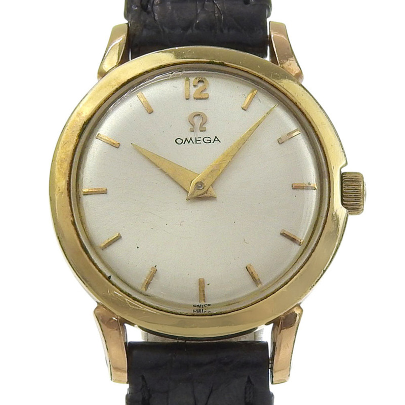 歐米茄 (Omega) OMEGA 古董腕錶 Cal.244 鍍金 x 皮錶帶 手動上鍊 指針式 銀色錶盤 女士-0