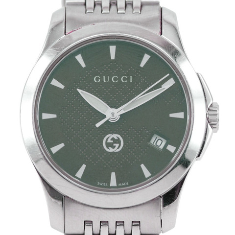 Gucci GUCCI 126.5 女士腕錶，不鏽鋼石英模擬錶殼，綠色錶盤。