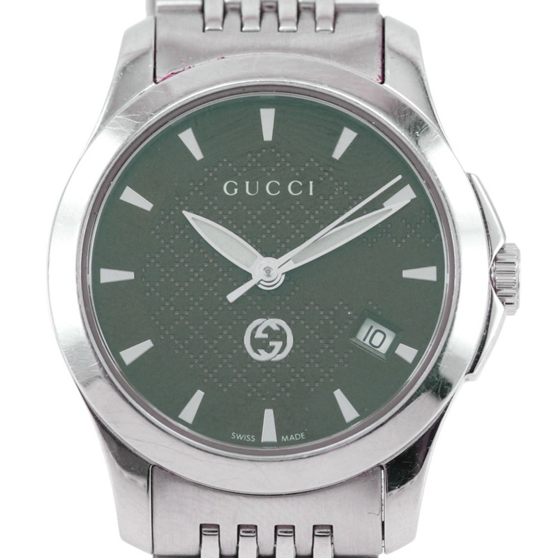 Gucci GUCCI 126.5 女士腕錶，不鏽鋼石英模擬錶殼，綠色錶盤。-0