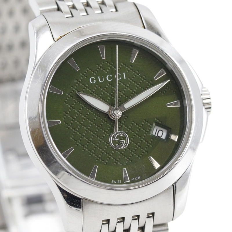 Gucci GUCCI 126.5 女士腕錶，不鏽鋼石英模擬錶殼，綠色錶盤。-2