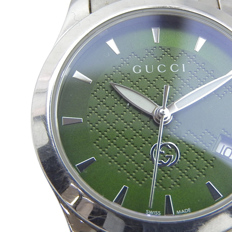 Gucci GUCCI 126.5 女士腕錶，不鏽鋼石英模擬錶殼，綠色錶盤。-8