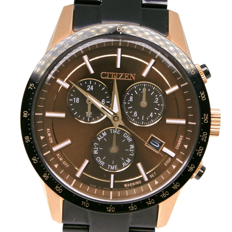 西鐵城 CITIZEN 系列腕錶 LIGHT 黑色款 2017 BL5496-53E E820-S110653 不鏽鋼黑色光動能計時碼錶棕色錶盤男士腕錶-0