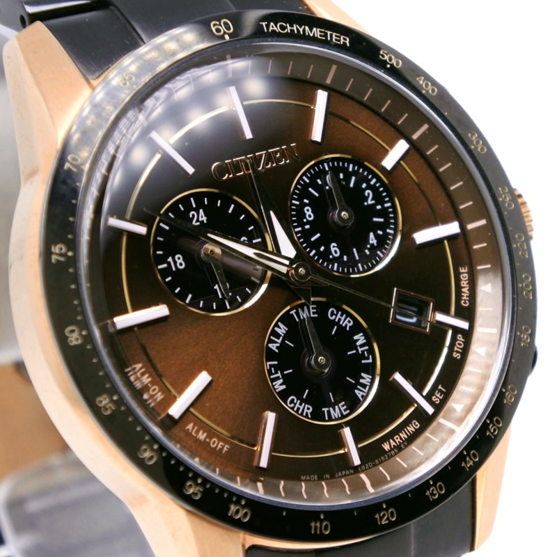 西鐵城 CITIZEN 系列腕錶 LIGHT 黑色款 2017 BL5496-53E E820-S110653 不鏽鋼黑色光動能計時碼錶棕色錶盤男士腕錶-2