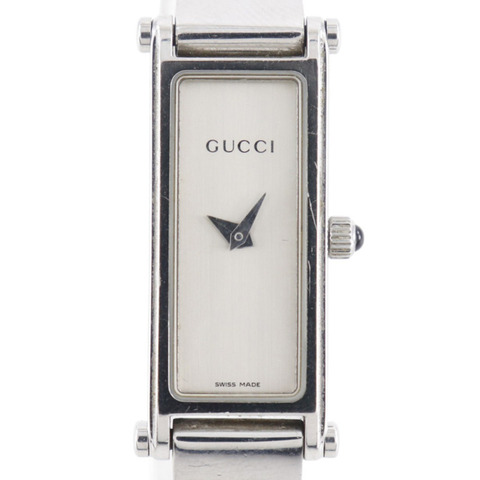 Gucci 1500L 不鏽鋼石英模擬腕錶，銀色錶盤，女款